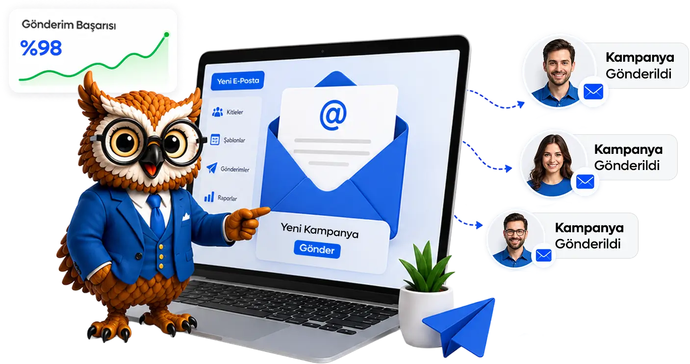 Connect Master e-posta pazarlama kampanyasının müşterilere ulaştırılmasını gösteren zarf illüstrasyonu