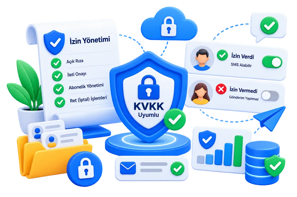 KVKK uyumlu izin ve SMS iletişimi yönetim ekranı