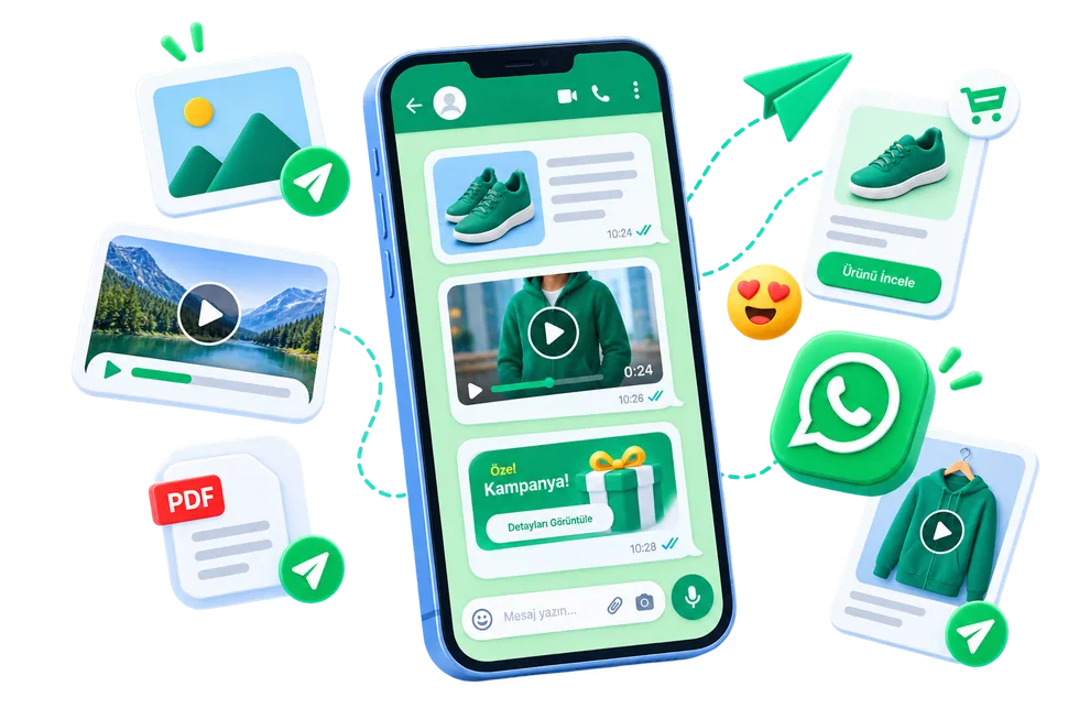 WhatsApp üzerinden görsel, video, kampanya ve doküman paylaşımı