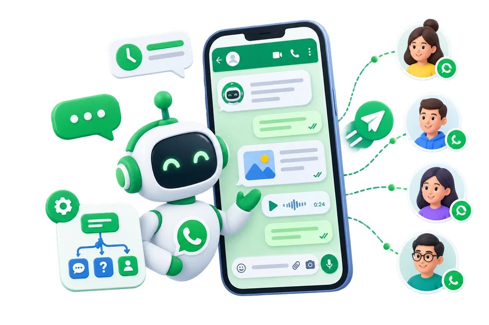 WhatsApp chatbot ile otomatik karşılama ve müşteri yönlendirme ekranı