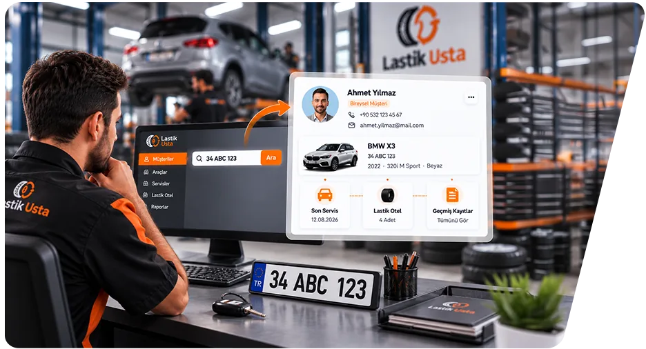 34 ABC 123 plakalı aracın müşteri bilgileri ve servis geçmişi
