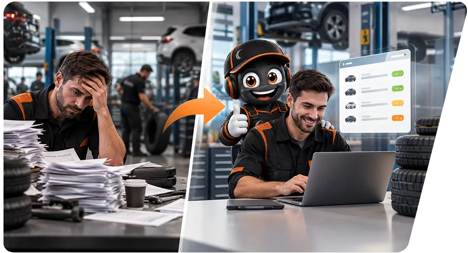 Servis işlerini tek ekranda takip ederek rahatça çalışan lastik ustası